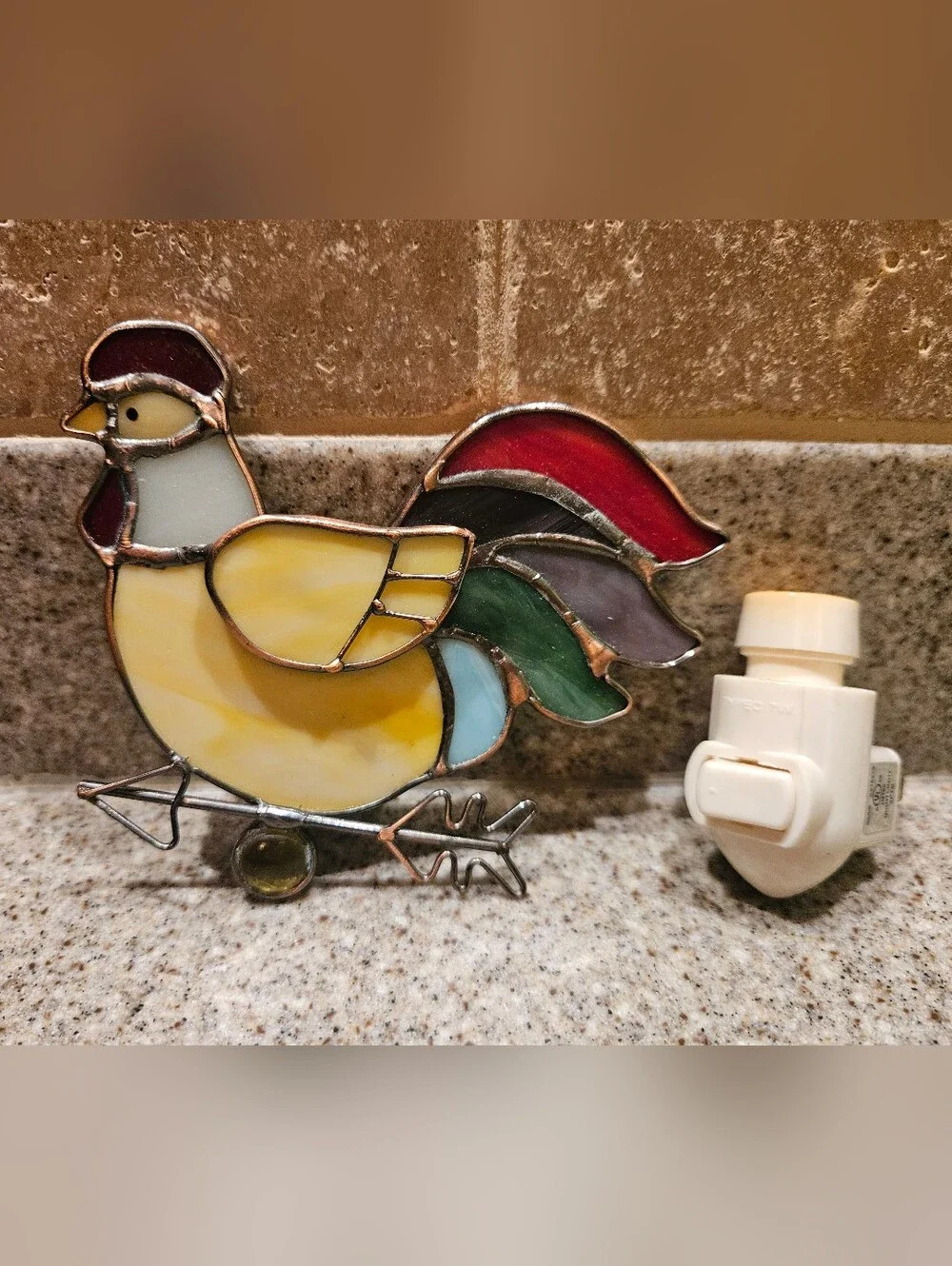 Stained Glass Rooster Nightlight